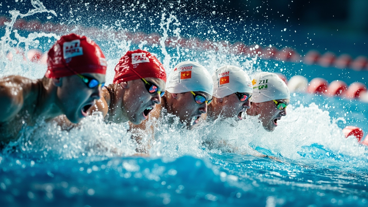 中国男子4x200自接力队比赛现场